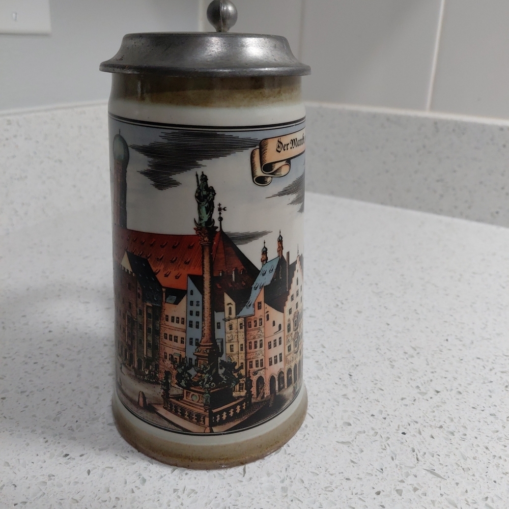Vintage German Beer Stein with Pewter Lid - Picture 2 of 6